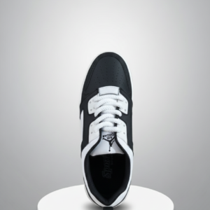 black white men sneakers side view men casual sneakers mesh design sporty men sneakers black white comfortable daily wear men shoes