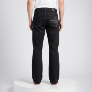 Men’s Black Bootcut Jeans – Full Length Denim with Zipper and Button Closure